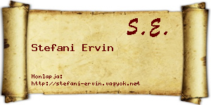 Stefani Ervin névjegykártya